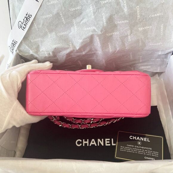 100% Authentic CHANEL Mini Rectangular in Pink Lambskin SHW - Picture 6 of 13